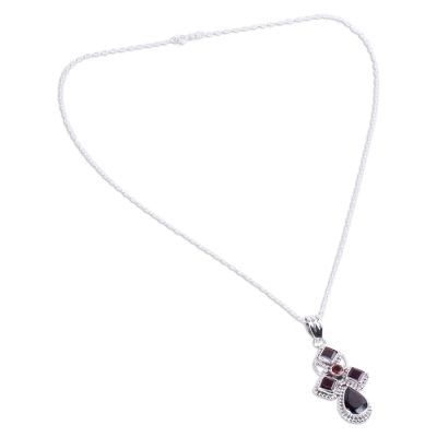 Hand Crafted Garnet and Sterling Silver Pendant Necklace
