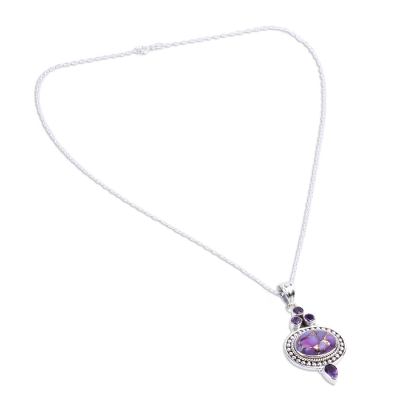 Novica Amethyst Purple Composite Turquoise Pendant Necklace from India