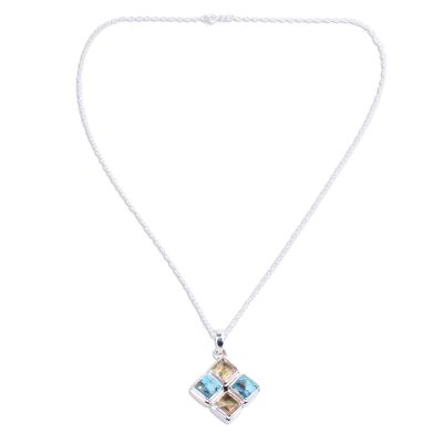 Artisan Crafted Citrine and Composite Turquoise Necklace
