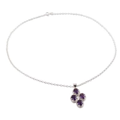 Amethyst and Sterling Silver Pendant Necklace from India