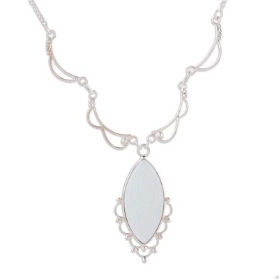 Chalcedony and Sterling Silver Pendant Necklace from India