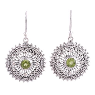 Peridot and Sterling Silver Dangle Earrings from India