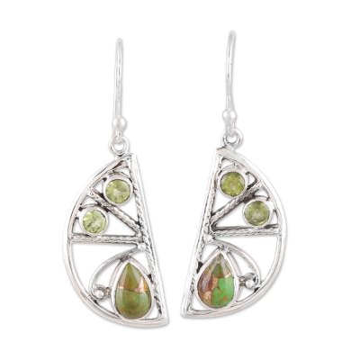 Handmade 925 Sterling Silver Composite Turquoise Earrings