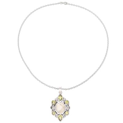 Peridot and Prehnite Pendant Necklace from India