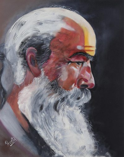 Signed Realist Painting of a Sadhu in Profile from India