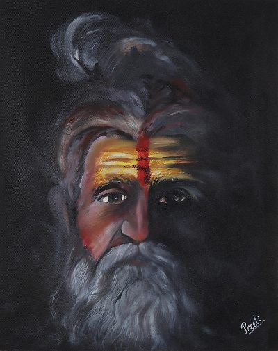 Signed Realist Painting of a Hindu Sadhu from India