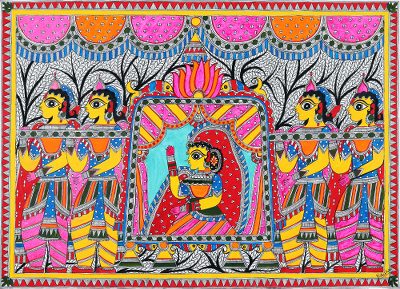 Bridal Procession Madhubani Painting from India