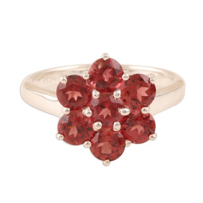 Floral Garnet Cocktail Ring from India