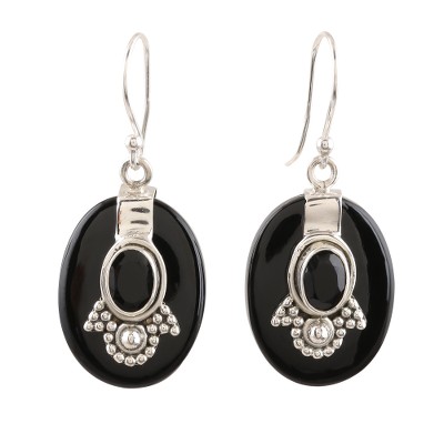 Black Onyx Sterling Silver Dangle Earrings