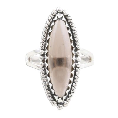 Marquise Bezel Set Smoky Quartz Cabochon Cocktail Ring