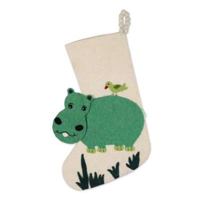 Hippo Wool Felt Christmas Stocking