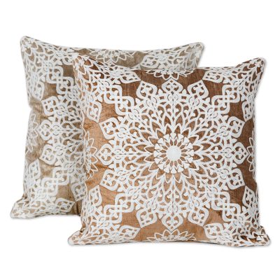 Hand Embroidered Polyester Velvet Cushion Covers (Pair)