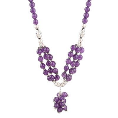 Hand Crafted Amethyst and Sterling Silver Pendant Necklace