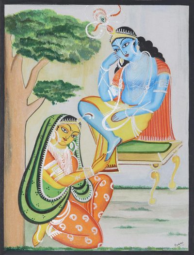Acrylic and Watercolor Krishna Painting