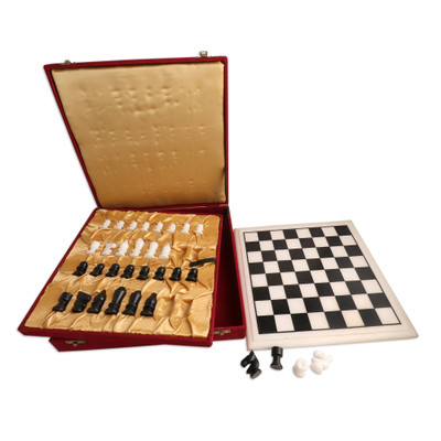 Black and White Marble Chess Set from India