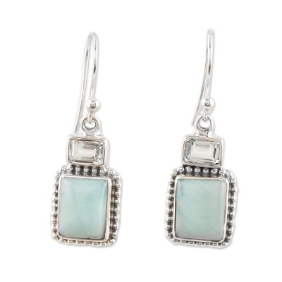 Larimar and Blue Topaz Dangle Earrings