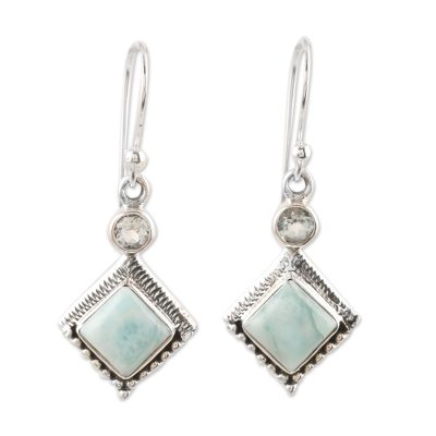 Handmade Larimar and Blue Topaz Earrings