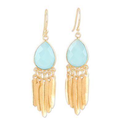 Artisan Crafted Chalcedony Gold Plated Earrings
