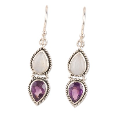 Artisan Crafted Rainbow Moonstone Dangle Earrings