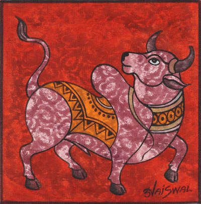 Acrylic Painting on Canvas with Bull Motif