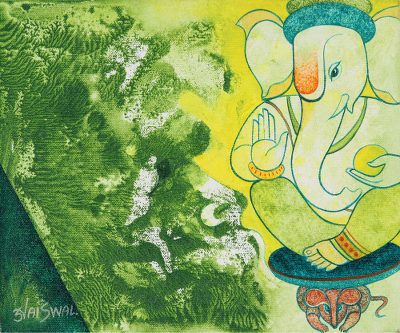 Ganesha-Themed Acrylic Painting on Canvas