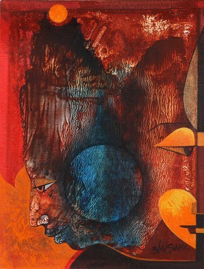 Red Abstract Acrylic Painting on Canvas
