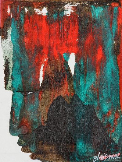 Signed Abstract Acrylic Painting on Canvas
