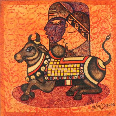 Orange Bull Painting on Canvas