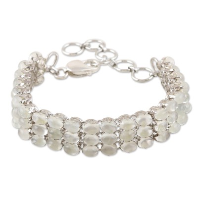 Handmade Moonstone and Sterling Silver Link Bracelet