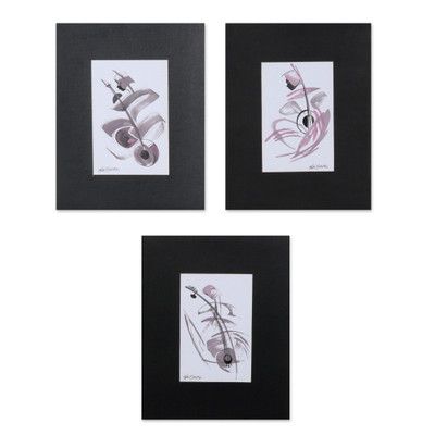 Music-Themed Abstract Mixed Media Paintings (Triptych)