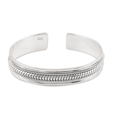 Traditional Sterling Silver Cuff Bracelet Crafted in India