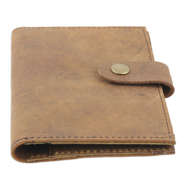 Handcrafted Leather Passport Holder in a Brown Hue