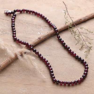 Natural Garnet Beaded Necklace Handcrafted in India