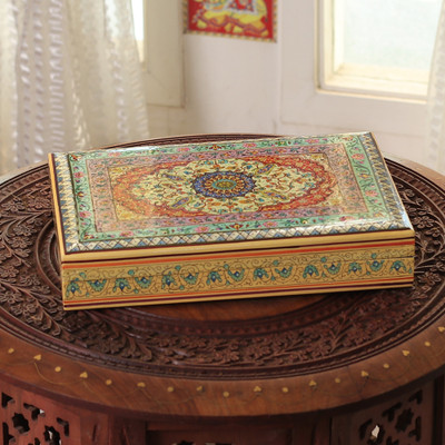 Classic Hand-Painted Wood Decorative Box Crafted in India