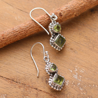Classic Sterling Silver and Faceted Peridot Stud Earrings