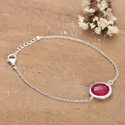 2-Carat Ruby and Sterling Silver Pendant Bracelet from India