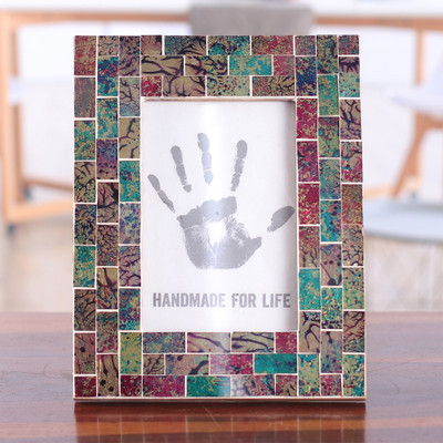 Wooden Photo Frame with Colorful Glass Mosaic Pattern (4x6)
