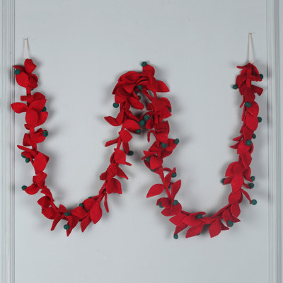 Handmade Red and Green 100% Wool Felt Christmas Garland