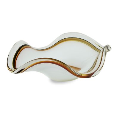 Hand Blown Art Glass Centerpiece with Spiral Motif
