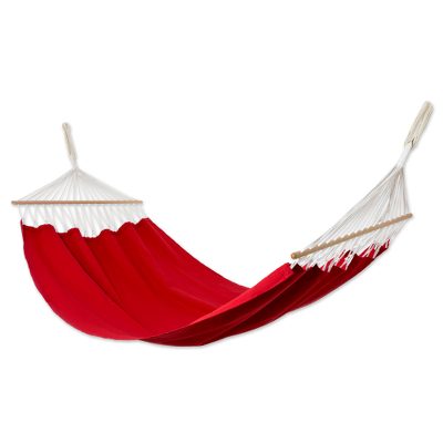Red Cotton Hammock with Spreader Bars (Single)