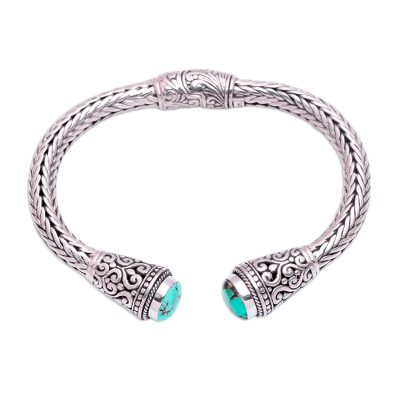 Handmade Sterling Silver and Turquoise Cuff from Bali