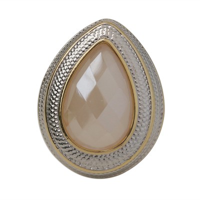 Drop-Shaped Gold Plated Quartz Single-Stone Ring