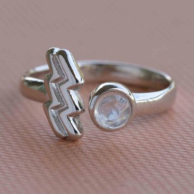 Aquarius Rhodium Plated Cocktail Ring with Clear Quartz