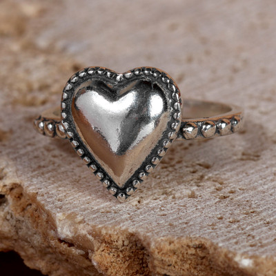 Polished Romantic Heart-Shaped Sterling Silver Wrap Ring