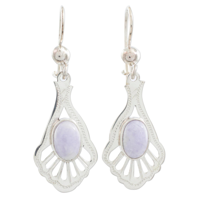 Sterling silver lavender jade earrings