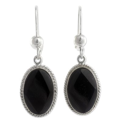 Black Jade Earrings Sterling Silver Artisan Jewelry