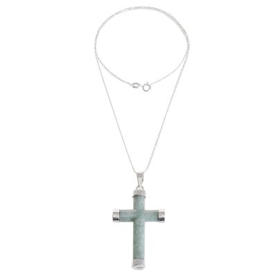 Sterling Silver Green Jade Pendant Necklace from Guatemala