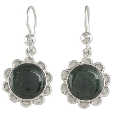 Dark Green Jade Dangle Earrings from Guatemala
