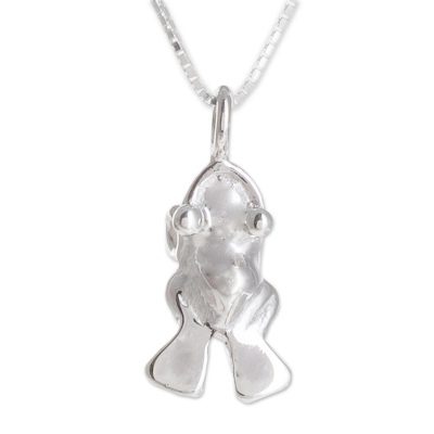 Handcrafted Sterling Silver Frog Pendant Necklace