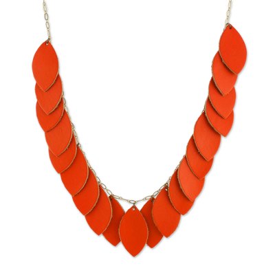 Handcrafted Leather and Bronze Pendant Necklace